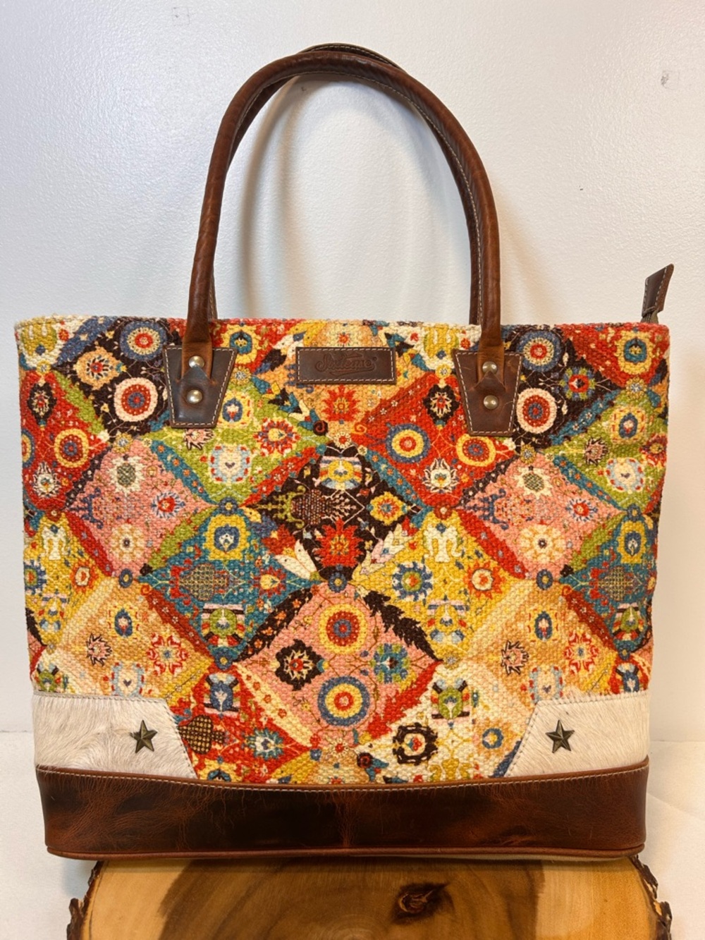 Sixtease Maise Multi Color Tote Bag‎ Purse Dual Concealed Up cycled Canvas Rug
